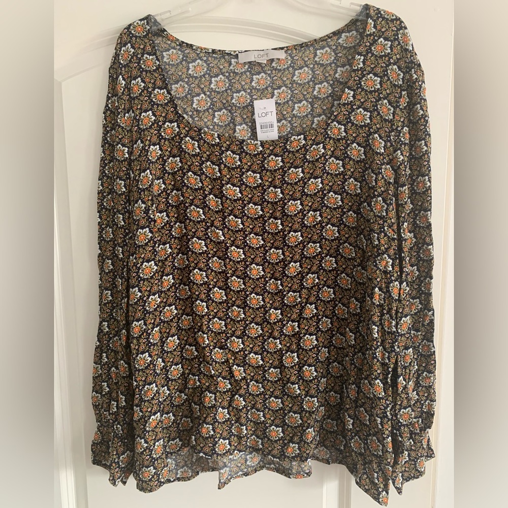 LOFT floral square neck top